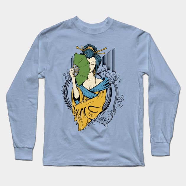 Asian Lady Long Sleeve T-Shirt by inkExtreme